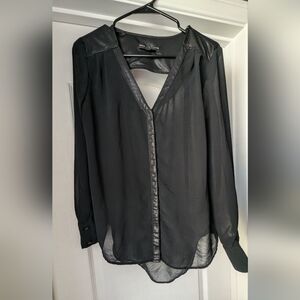 Rock & Republic Black Sheer Long Sleeve Blouse Size Medium